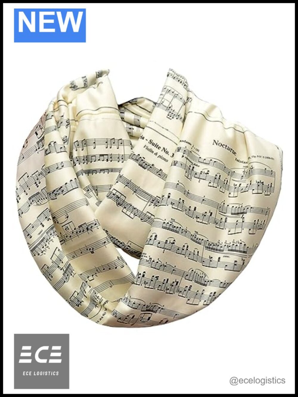 Sheet Music Infinity Scarf Light Stretchy Poly Viscose Loop